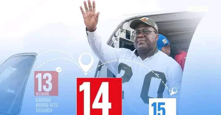 Campagne électorale: Felix Tshisekedi attendu ce jeudi 14 décembre 2023 à Luiza, Lodja et Tshikapa