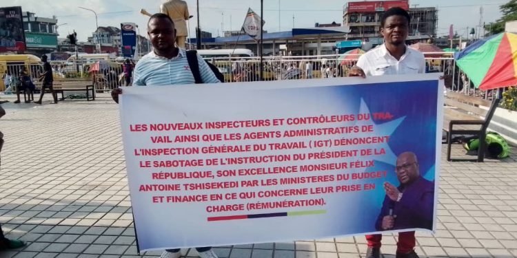 RDC : Les nouvelles recrues de l’Inspection Générale du Travail dans la rue ce 29 mai 24 pour réclamer leur prise en charge (Document)
