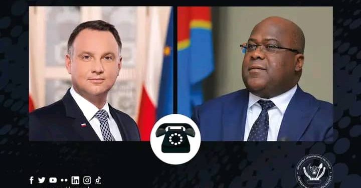 Coopération : Au téléphone, le Président de la Pologne témoigne à Tshisekedi son attachement au respect de l’intégrité territoriale de la RDC