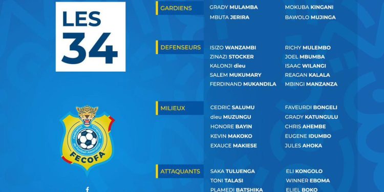 Éliminatoires CAN-U20/2024 : Voici les léopards sélectionnés pour un stage prévu au Centre KURARA (Document)