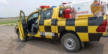 Tshopo : l’aéroport International de Bangboka se dote d’un véhicule « Flyco » pour guider les aéronefs au sol et éloigner les animaux indésirables sur les pistes