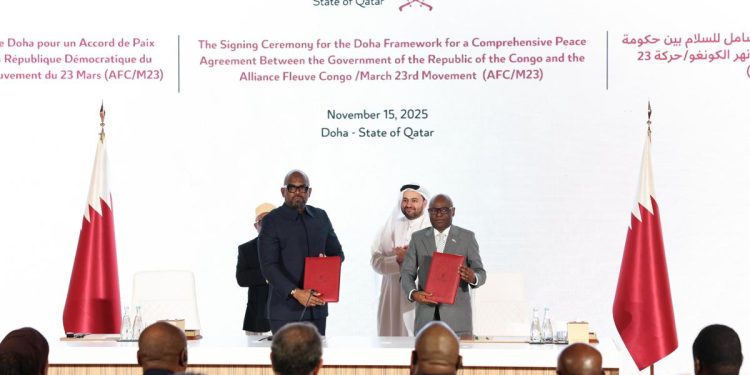 Signature de l’accord-cadre à Doha: Kinshasa salue une étape décisive vers une paix juste, inclusive et durable dans l’Est du pays.